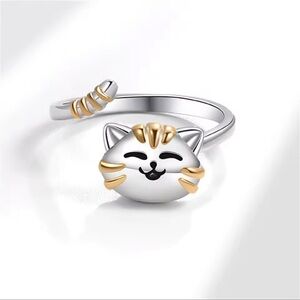 Silver Cat Ring 🐈😺 Anti-Stress Ring. Birthday gift. Kitten Anxiety Spiner Ring